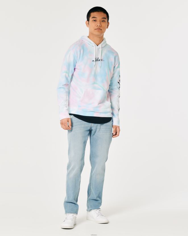 educación física Hollister sudadera con logo y efecto lavado teñido anudado azul 086N62835 hombres tapas