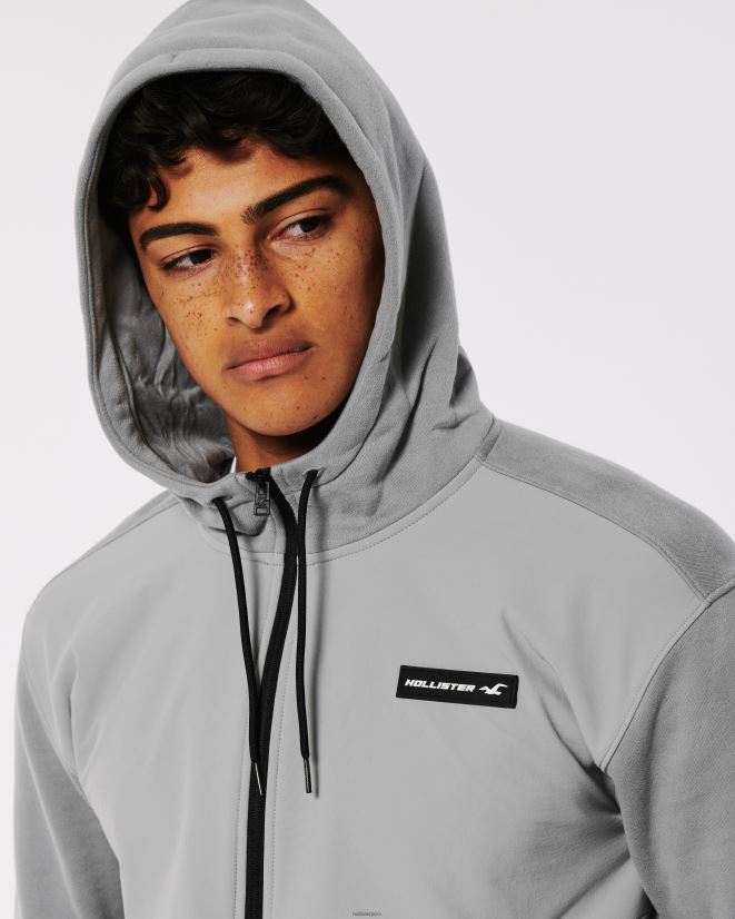 educación física Hollister sudadera deportiva con cremallera completa gris 086N62807 hombres tapas