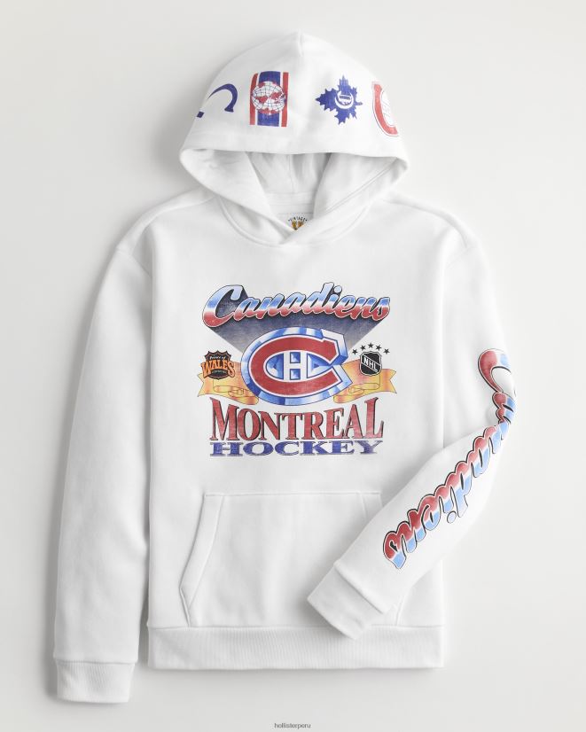 educación física Hollister sudadera holgada con gráfico de los Montreal Canadiens blanco 086N621086 hombres tapas