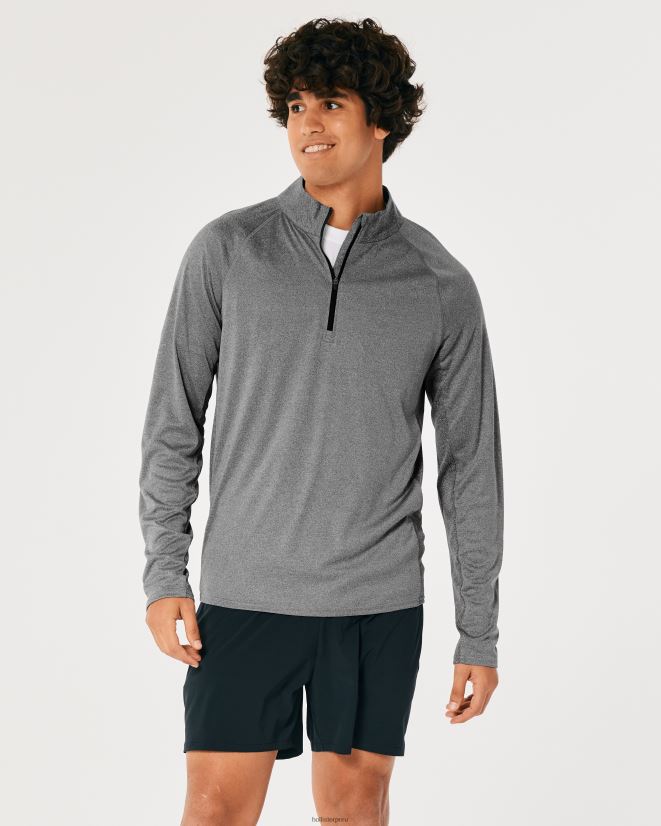 educación física Hollister Gilly Hicks Active tejido ligero con un cuarto de cremallera cuero gris 086N621045 hombres tapas