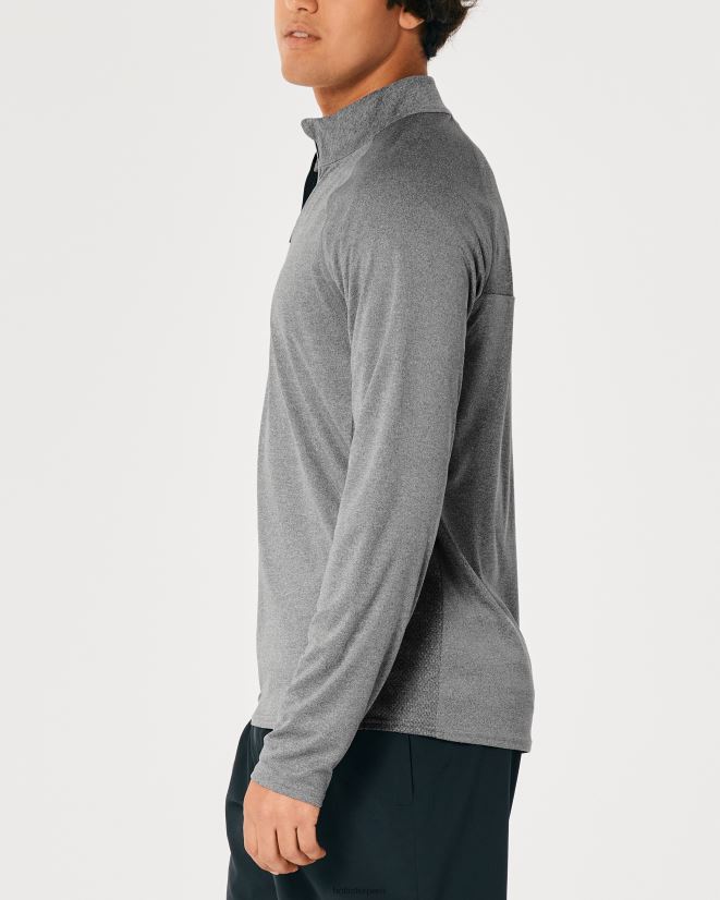 educación física Hollister Gilly Hicks Active tejido ligero con un cuarto de cremallera cuero gris 086N621045 hombres tapas