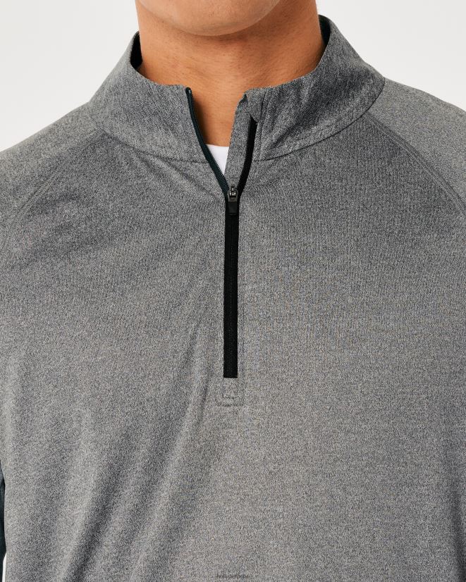 educación física Hollister Gilly Hicks Active tejido ligero con un cuarto de cremallera cuero gris 086N621045 hombres tapas