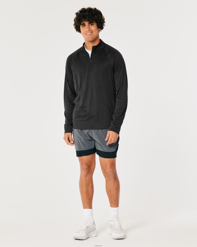 educación física Hollister Gilly Hicks Active tejido ligero con un cuarto de cremallera negro 086N621046 hombres tapas