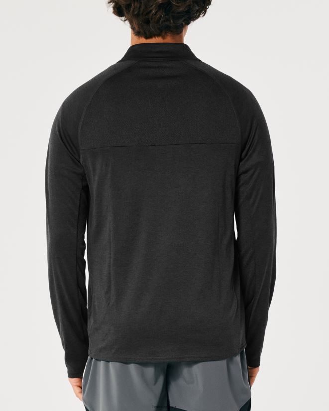 educación física Hollister Gilly Hicks Active tejido ligero con un cuarto de cremallera negro 086N621046 hombres tapas