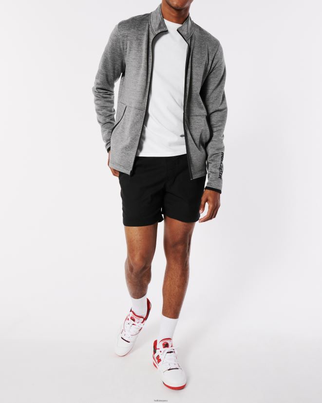 educación física Hollister sudadera activa de vellón con cuello alto y cremallera completa cuero gris 086N62858 hombres tapas