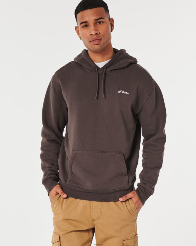 educación física Hollister sudadera con capucha holgada con logo Feel Good marron oscuro 086N62973 hombres tapas