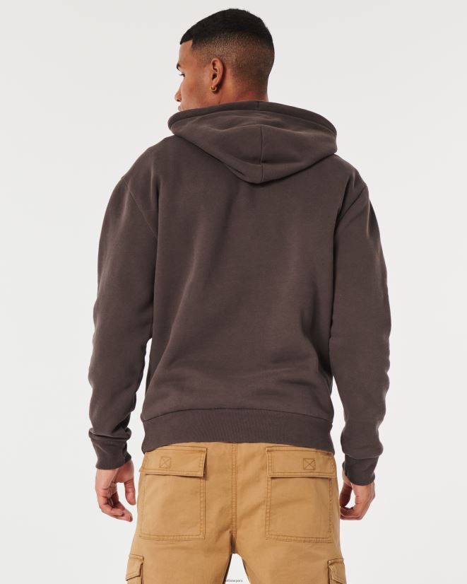 educación física Hollister sudadera con capucha holgada con logo Feel Good marron oscuro 086N62973 hombres tapas