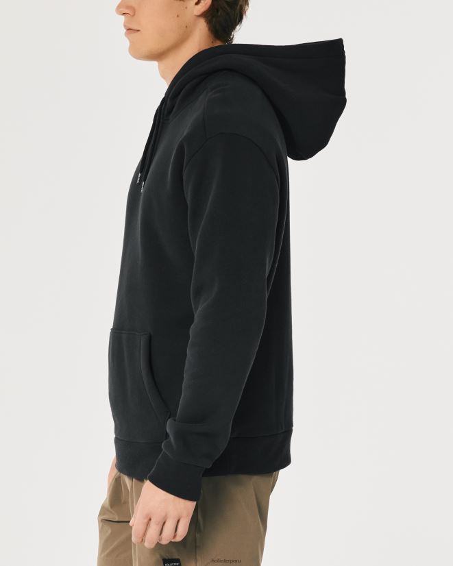 educación física Hollister sudadera con capucha relajada blanquecino 086N62895 hombres tapas