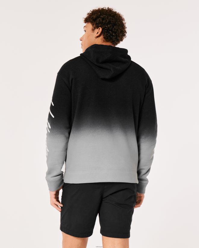 educación física Hollister sudadera con capucha y logo sombreado ombre negro a gris 086N62864 hombres tapas