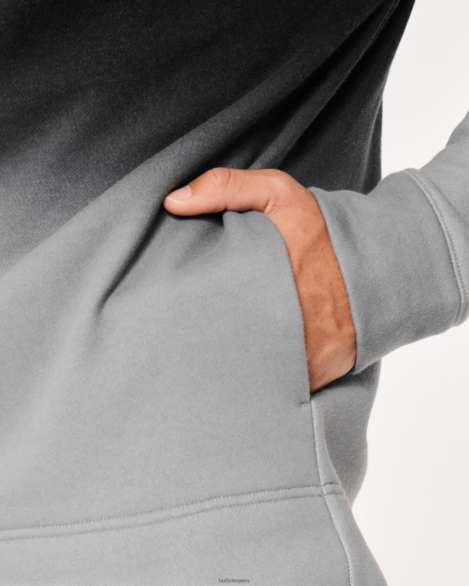 educación física Hollister sudadera con capucha y logo sombreado ombre negro a gris 086N62864 hombres tapas