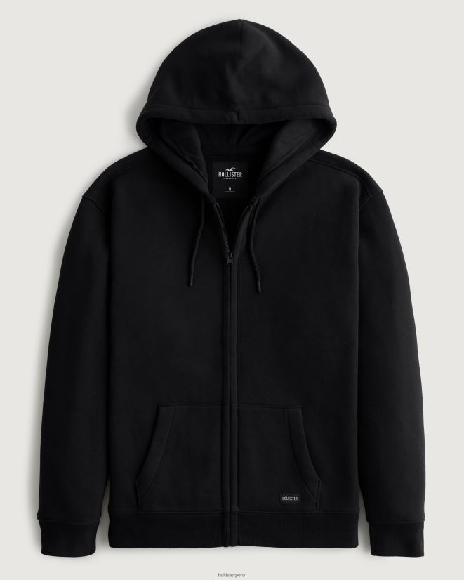educación física Hollister sudadera holgada con cremallera completa negro 086N62823 hombres tapas