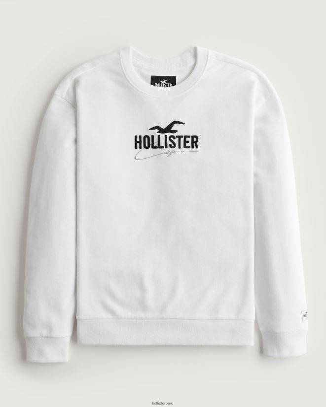 educación física Hollister sudadera holgada con logo blanco 086N62956 hombres tapas