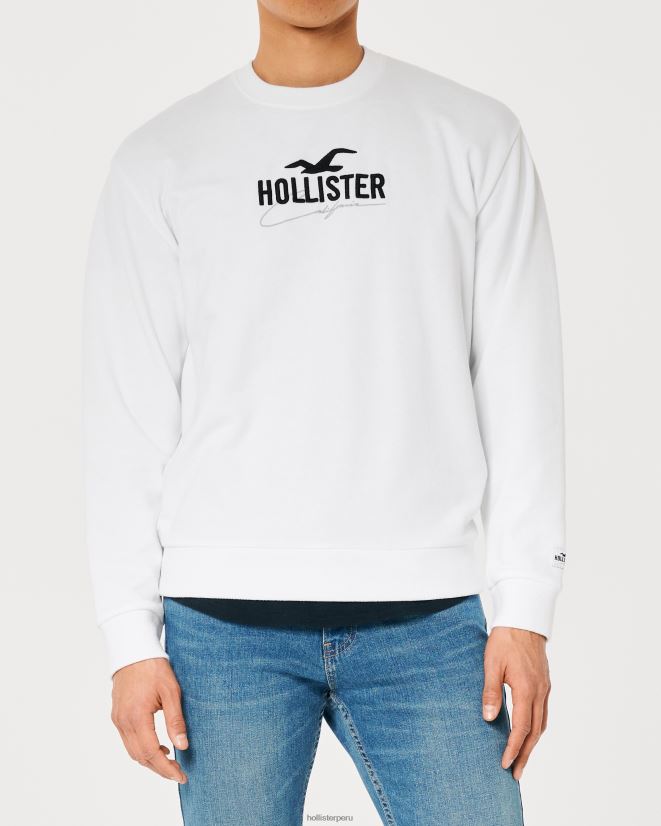 educación física Hollister sudadera holgada con logo blanco 086N62956 hombres tapas