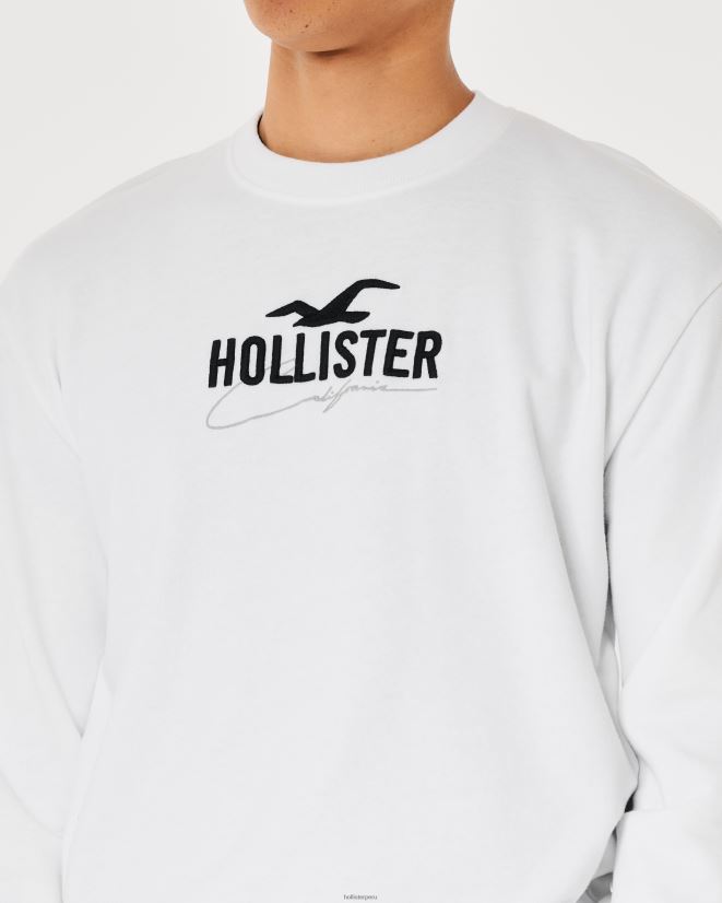 educación física Hollister sudadera holgada con logo blanco 086N62956 hombres tapas