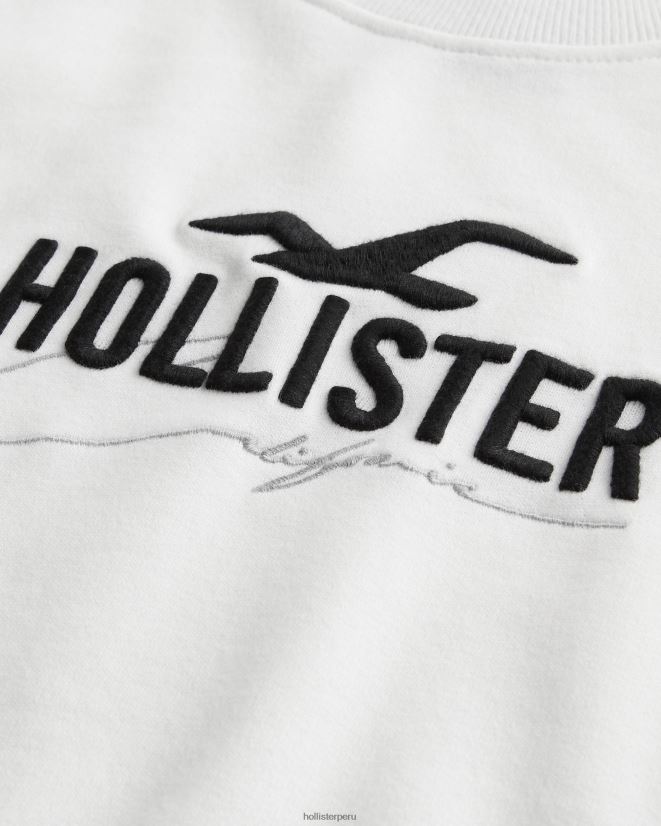 educación física Hollister sudadera holgada con logo blanco 086N62956 hombres tapas