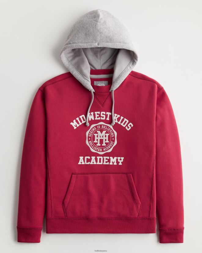 educación física Hollister x Midwest sudadera holgada con gráfico del logo para niños rojo 086N62978 hombres tapas