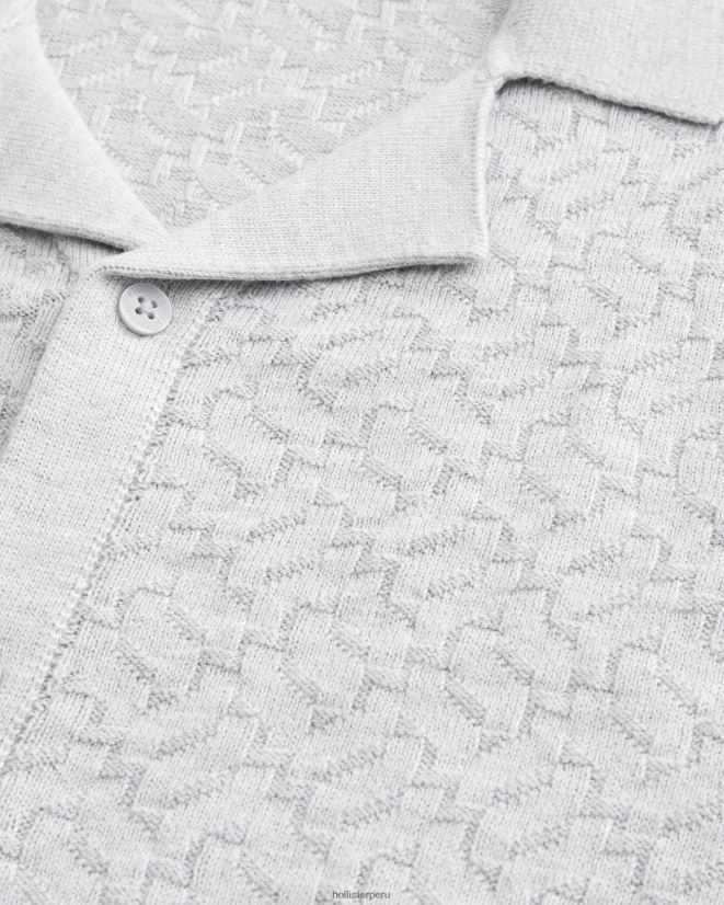 educación física Hollister camisa de suéter relajada de manga corta gris jaspeado claro 086N621030 hombres tapas
