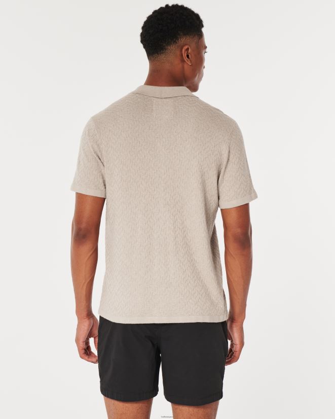 educación física Hollister camisa de suéter relajada de manga corta marrón jaspeado claro 086N62904 hombres tapas