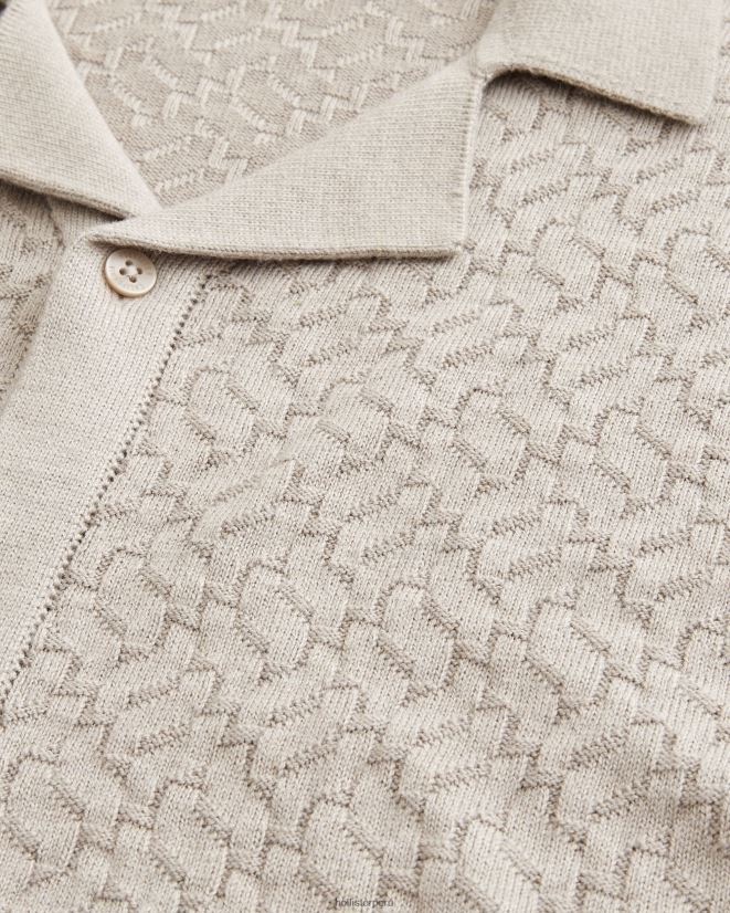 educación física Hollister camisa de suéter relajada de manga corta marrón jaspeado claro 086N62904 hombres tapas