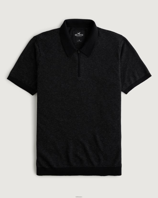 educación física Hollister polo tipo suéter con tapeta con cremallera patrón negro 086N62925 hombres tapas