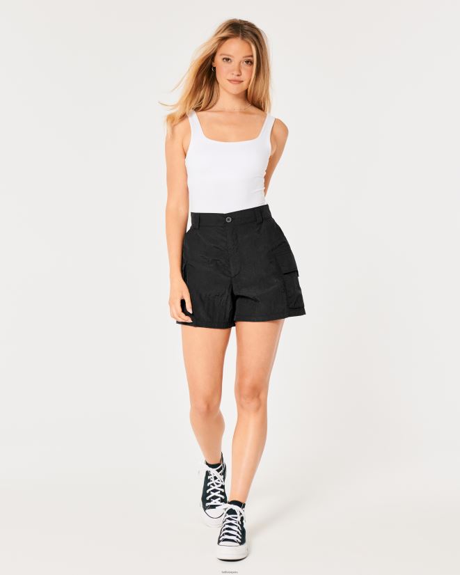 educación física Hollister shorts cargo de tiro alto para turista social negro 086N62675 mujer fondos