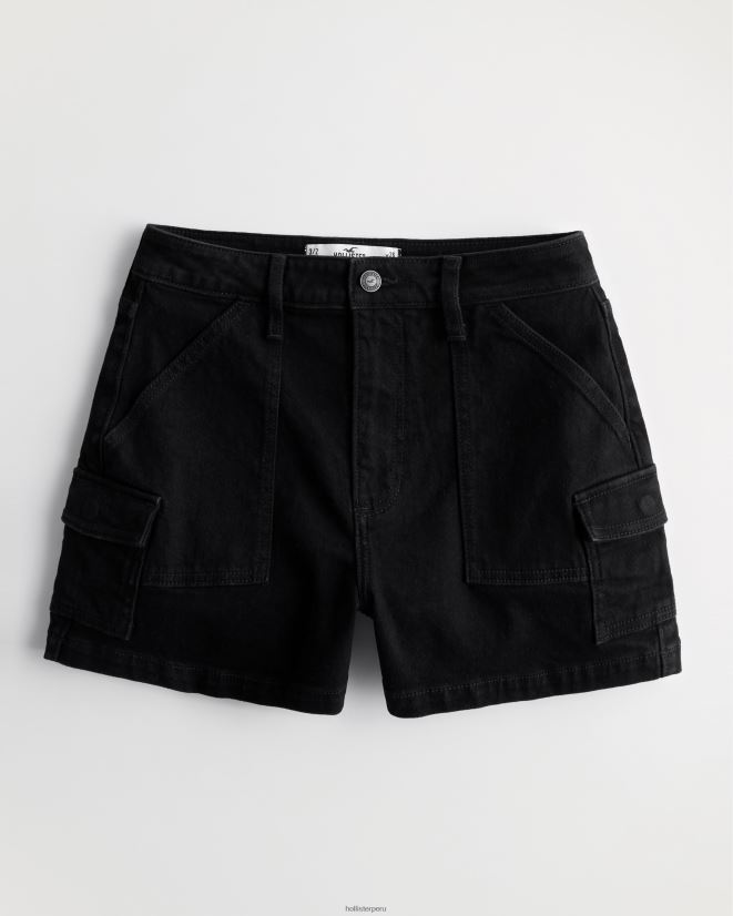 educación física Hollister shorts cargo mom de denim negro de tiro superalto con curvas negro 086N62562 mujer fondos