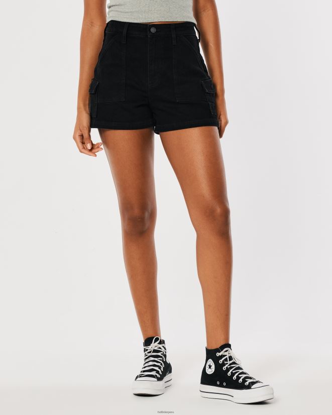 educación física Hollister shorts cargo mom de denim negro de tiro superalto con curvas negro 086N62562 mujer fondos