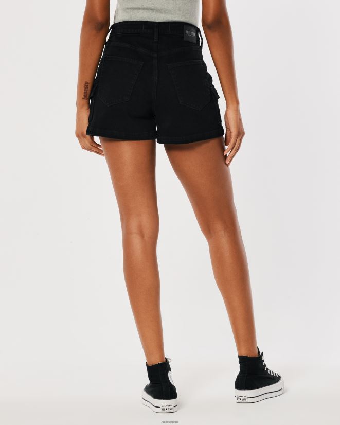 educación física Hollister shorts cargo mom de denim negro de tiro superalto con curvas negro 086N62562 mujer fondos