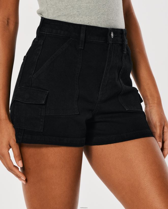 educación física Hollister shorts cargo mom de denim negro de tiro superalto con curvas negro 086N62562 mujer fondos