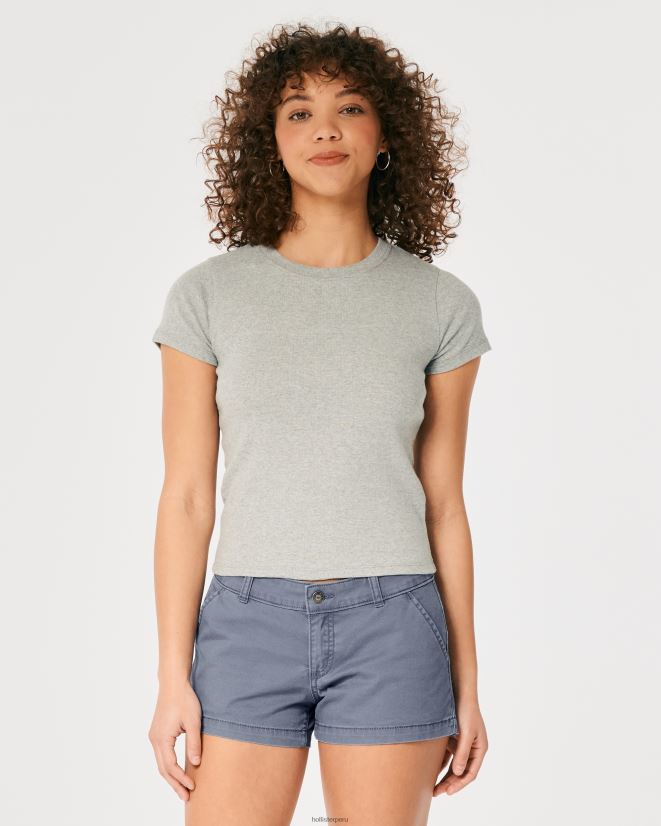 educación física Hollister shorts chinos de sarga de tiro bajo 3\'\' azul 086N62478 mujer fondos
