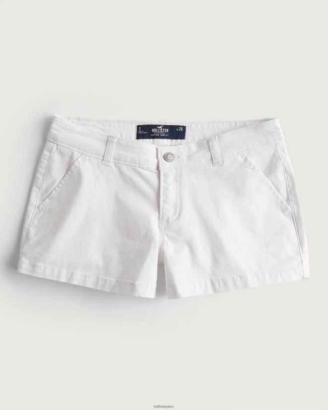 educación física Hollister shorts chinos de sarga de tiro bajo 3'' blanco 086N62481 mujer fondos
