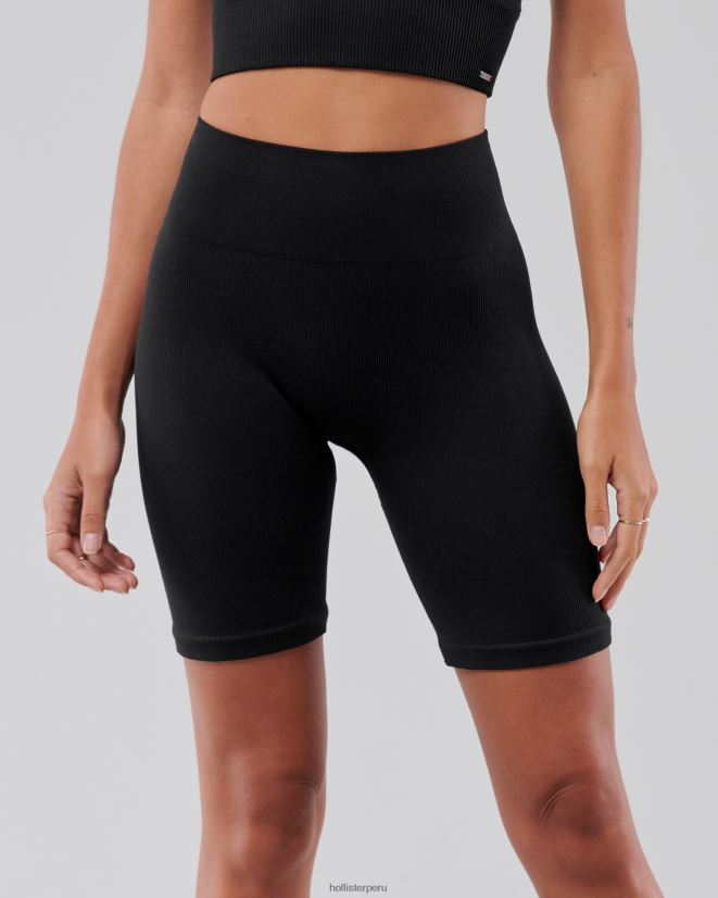 educación física Hollister shorts ciclistas de tiro alto sin costuras gilly hicks go negro 086N62791 mujer fondos