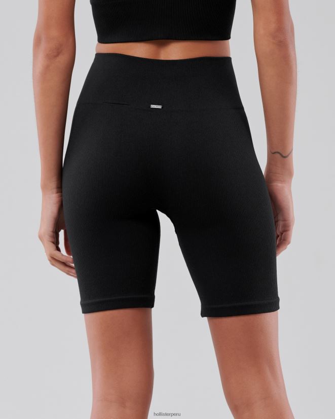 educación física Hollister shorts ciclistas de tiro alto sin costuras gilly hicks go negro 086N62791 mujer fondos