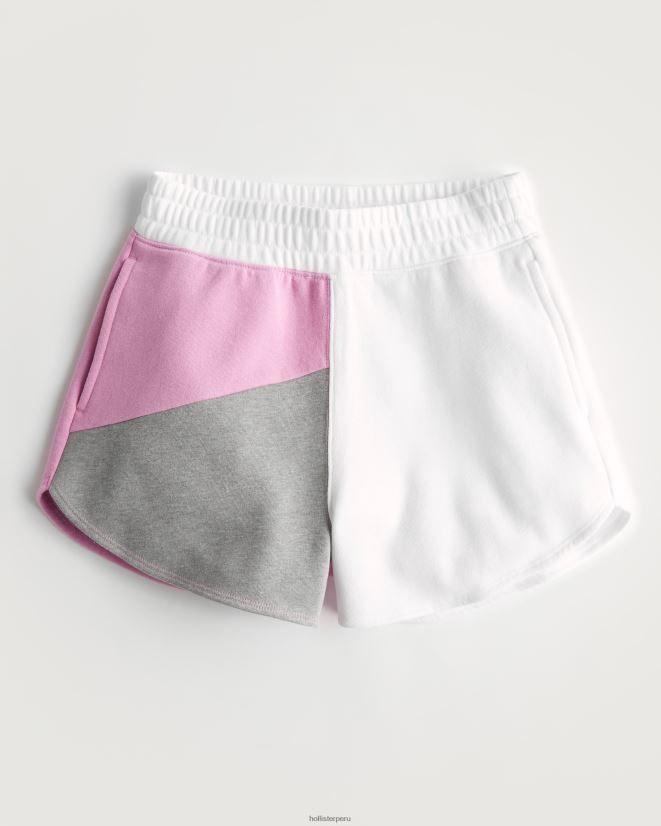 educación física Hollister shorts dad de tiro muy alto con dobladillo redondeado rosa-gris-blanco 086N62704 mujer fondos