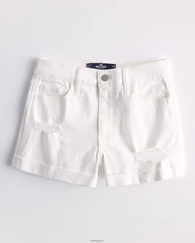 educación física Hollister shorts de mezclilla blancos rotos de tiro alto 3'' rasgado blanco 086N62493 mujer fondos