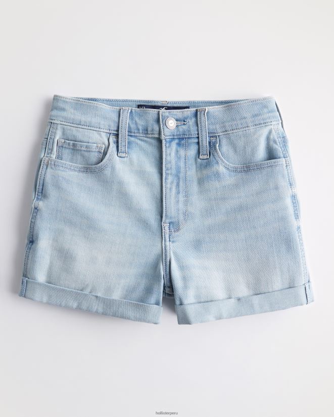 educación física Hollister shorts de mezclilla de tiro alto con lavado claro 3'' lavado ligero 086N62499 mujer fondos