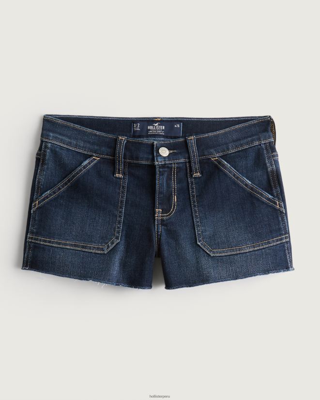educación física Hollister shorts de mezclilla de tiro bajo con lavado oscuro 3'' lavado oscuro 086N62738 mujer fondos