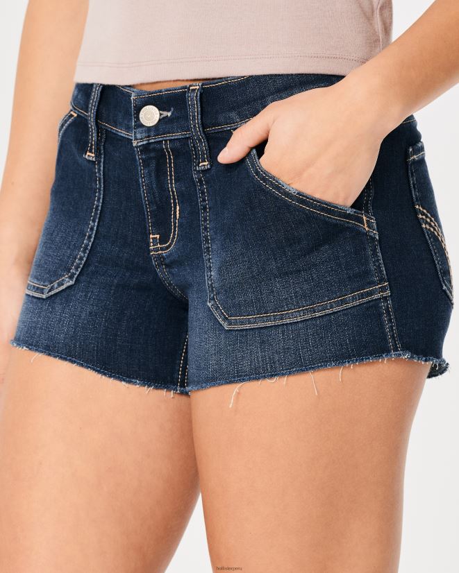 educación física Hollister shorts de mezclilla de tiro bajo con lavado oscuro 3\'\' lavado oscuro 086N62738 mujer fondos