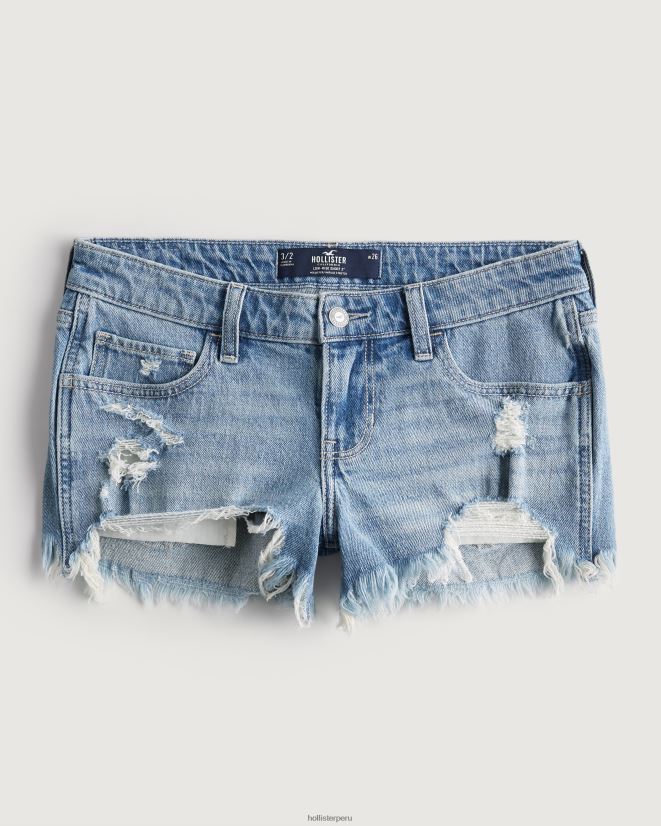 educación física Hollister shorts de mezclilla de tiro bajo rasgados lavado claro 3'' lavado claro rasgado 086N62543 mujer fondos