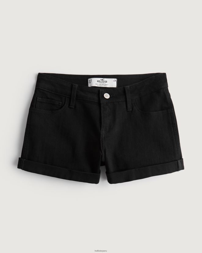 educación física Hollister shorts de mezclilla negros de tiro bajo con curvas 3'' negro 086N62538 mujer fondos