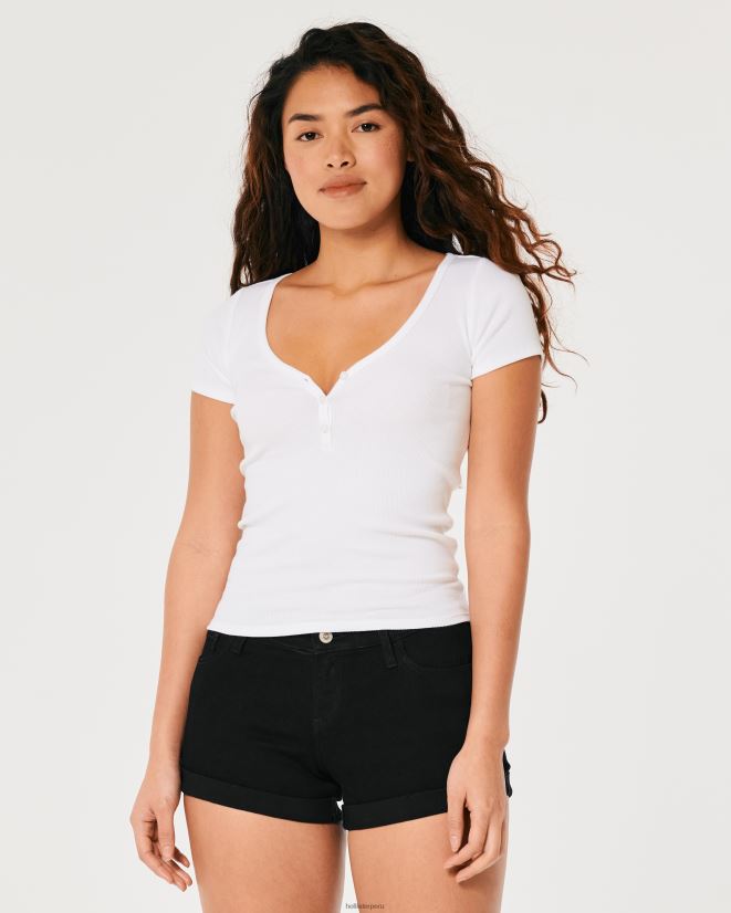 educación física Hollister shorts de mezclilla negros de tiro bajo con curvas 3\'\' negro 086N62538 mujer fondos