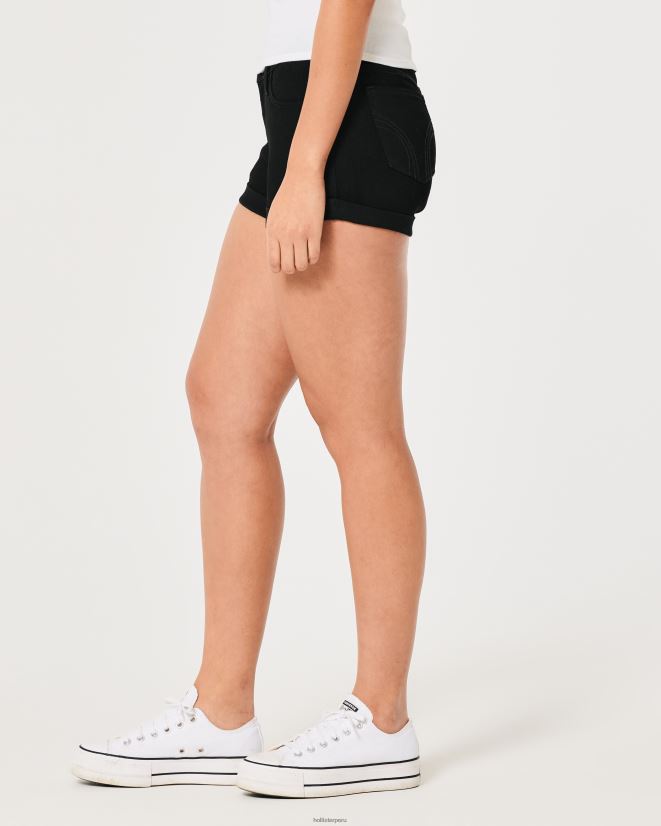 educación física Hollister shorts de mezclilla negros de tiro bajo con curvas 3\'\' negro 086N62538 mujer fondos
