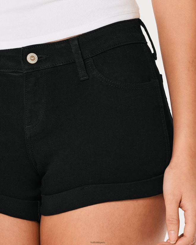 educación física Hollister shorts de mezclilla negros de tiro bajo con curvas 3\'\' negro 086N62538 mujer fondos