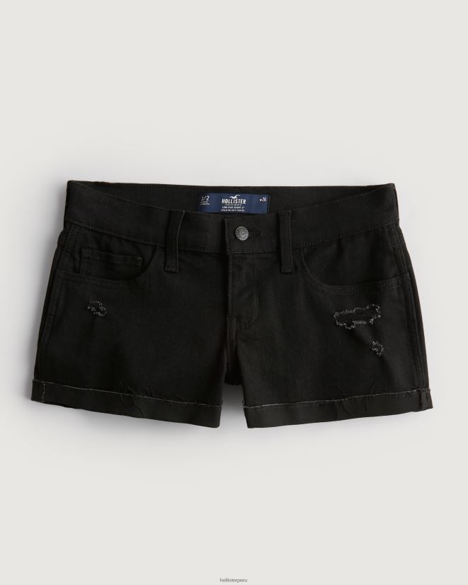 educación física Hollister shorts de mezclilla negros desgastados de tiro bajo 3'' rasgado negro 086N62686 mujer fondos