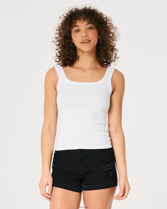 educación física Hollister shorts de mezclilla negros desgastados de tiro bajo 3\'\' rasgado negro 086N62686 mujer fondos