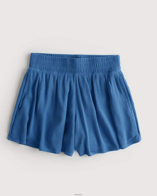 educación física Hollister shorts fluidos de tiro muy alto azul 086N62663 mujer fondos