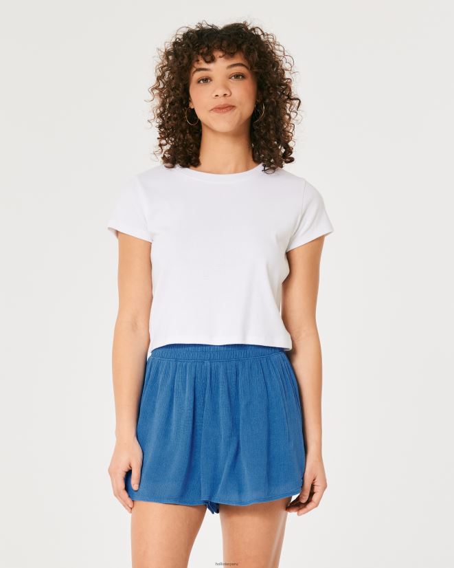 educación física Hollister shorts fluidos de tiro muy alto azul 086N62663 mujer fondos