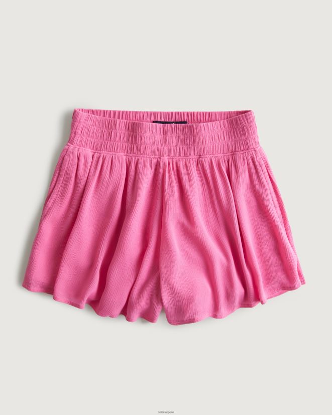 educación física Hollister shorts fluidos de tiro muy alto rosa 086N62653 mujer fondos