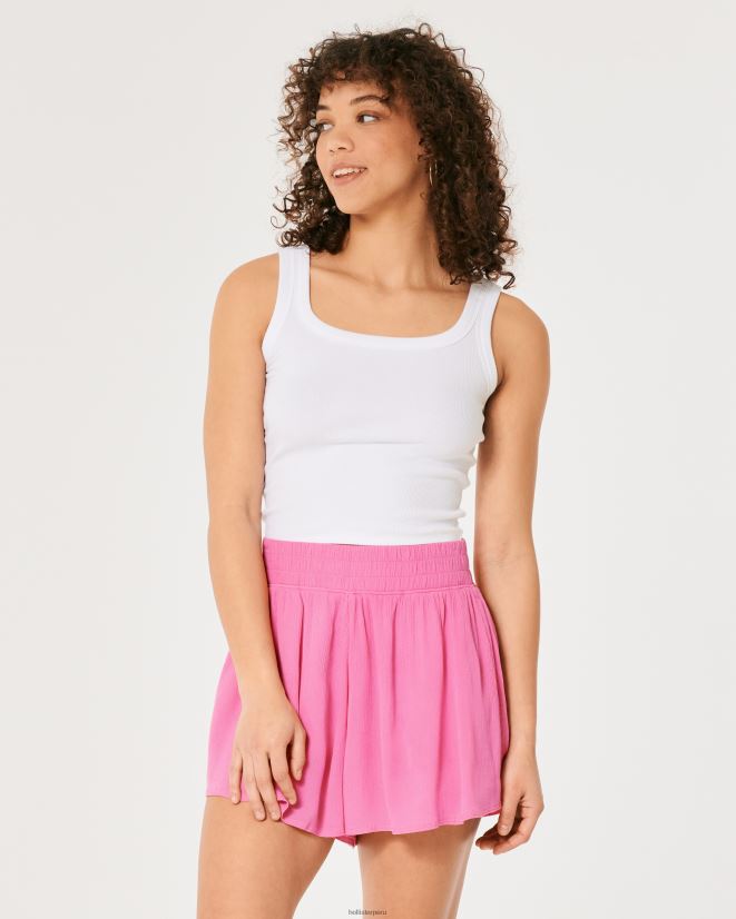 educación física Hollister shorts fluidos de tiro muy alto rosa 086N62653 mujer fondos