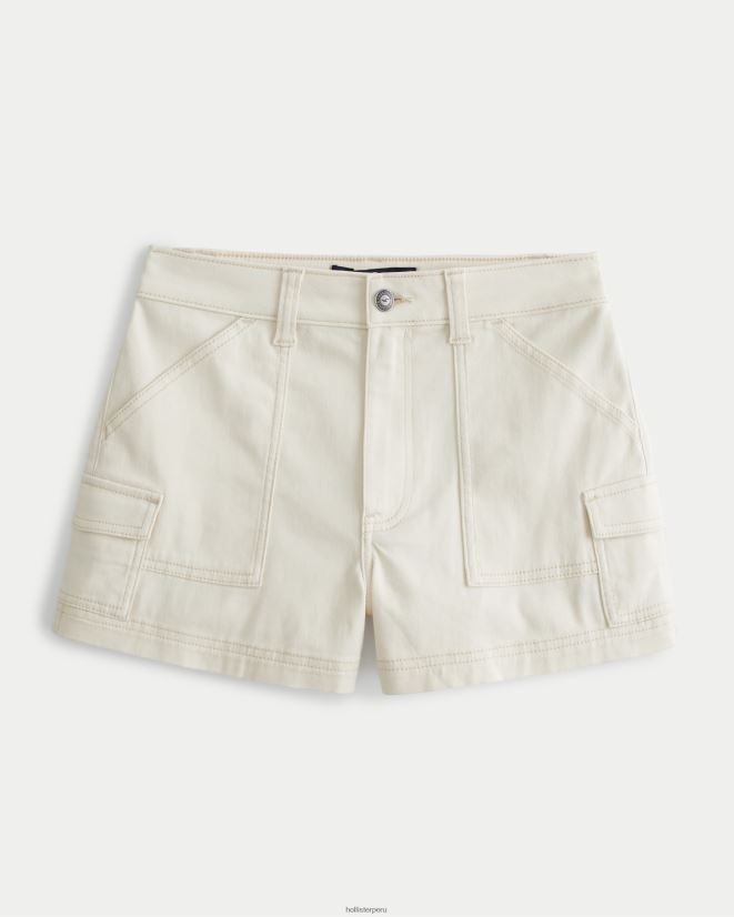 educación física Hollister shorts mom cargo color crema de sarga de tiro superalto crema 086N62567 mujer fondos